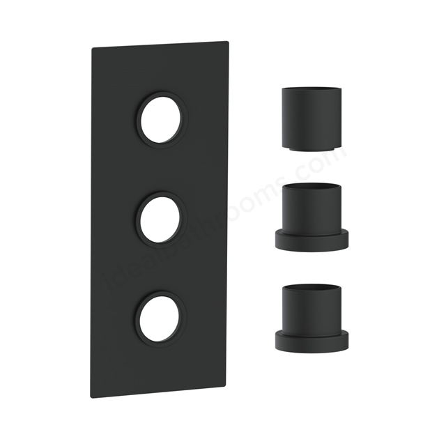 Scudo Concealed Plate (3 Outlets) - Matt Black