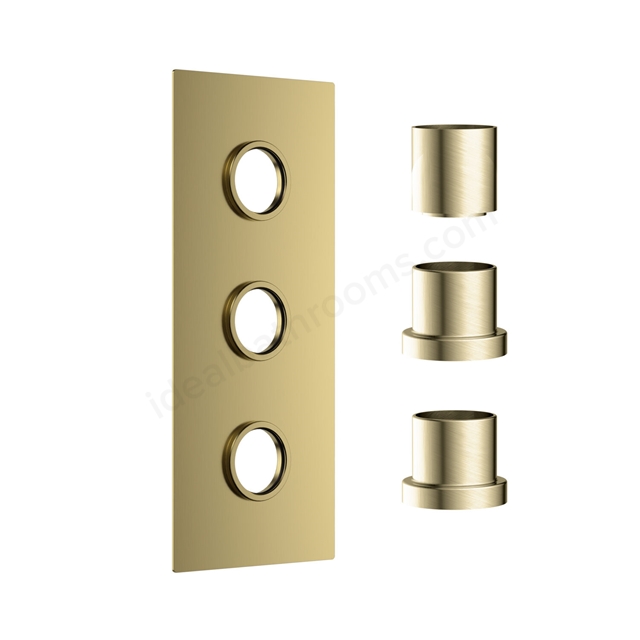 Scudo Concealed Plate (3 Outlets) - Brushed Brass