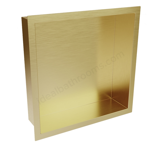 Scudo 300 x 300mm Inset Shower Niche - Brushed Brass