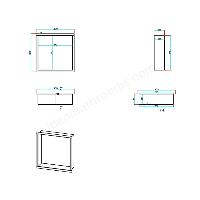 Scudo 300 x 300mm Inset Shower Niche - Gunmetal