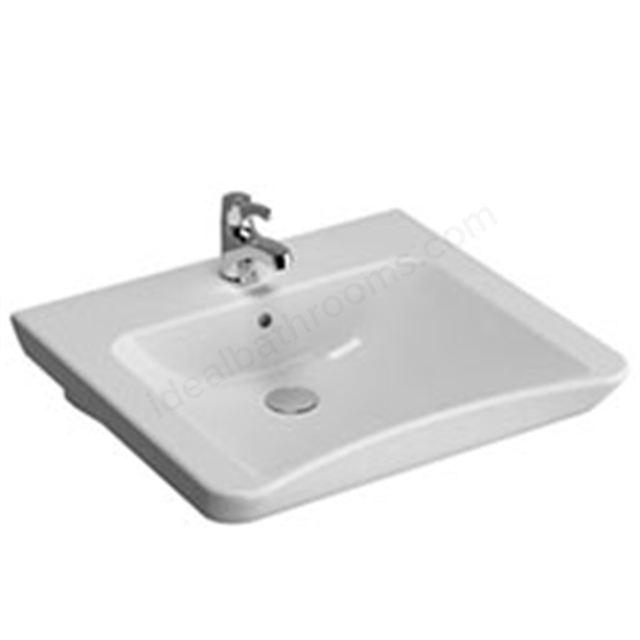 Vitra S20 Accessible Wall Hung Basin with Overflow 600mm Wide - 1 Tap Hole