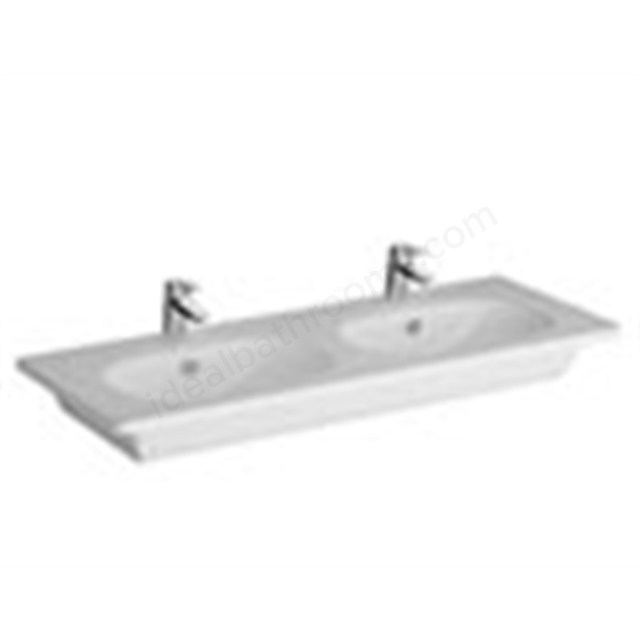 Vitra Zentrum 1205mm Double Vanity Basin 2 Tap Hole - White
