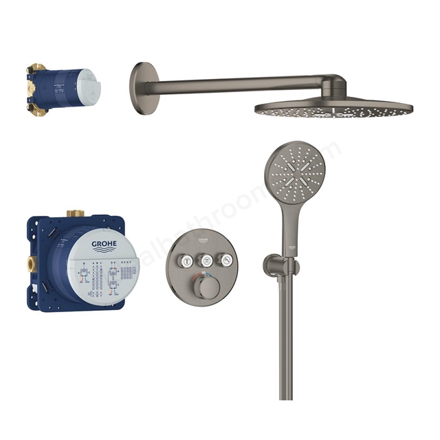 Grohe Grohtherm Smartcontrol Concealed Shower System With Rainshower Smartactive 310 Brushed Hard Graphite