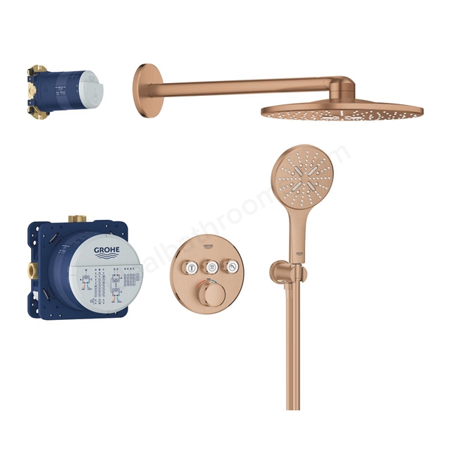 Grohe Grohtherm Smartcontrol Concealed Shower System With Rainshower Smartactive 310 Brushed Warm Sunset