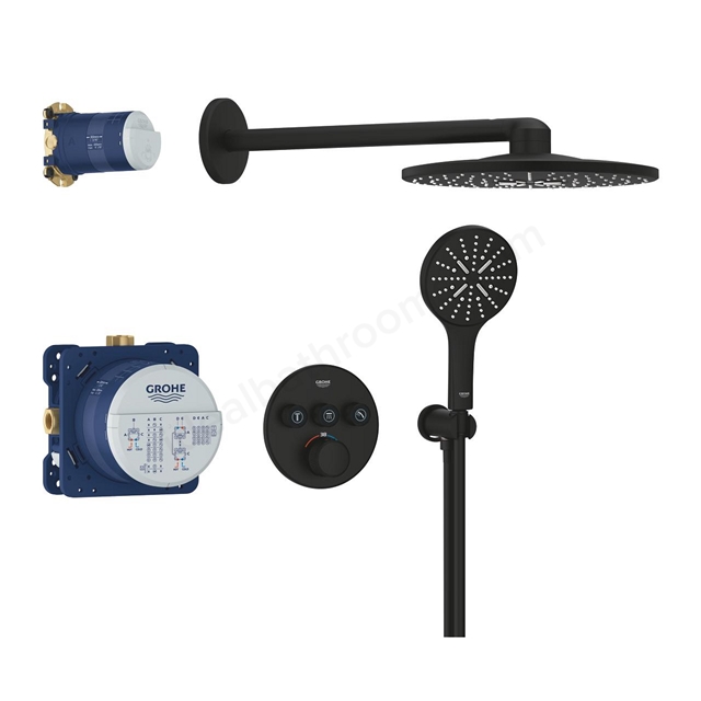 Grohe Grohtherm Smartcontrol Concealed Shower System With Rainshower Smartactive 310 Phantom Black