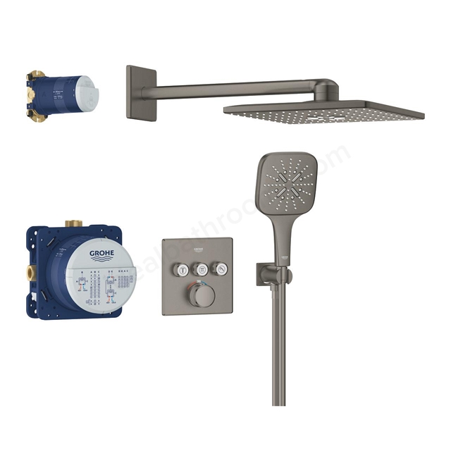 Grohe Grotherm Smart Control Square Concealed 3 Function Shower System 310 Brushed Hard Graphite