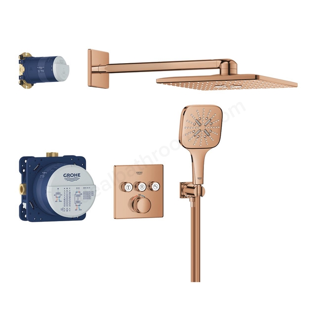 Grohe Grotherm Smart Control Square Concealed 3 Function Shower System 310 Warm Sunset