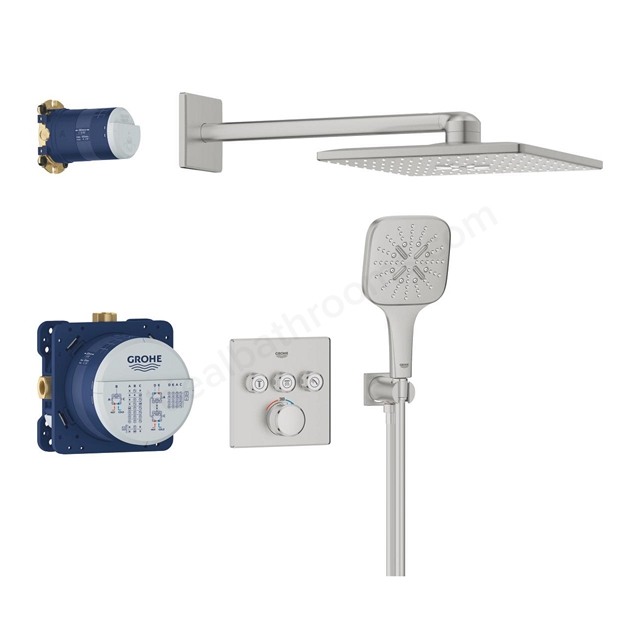 Grohe Grotherm Smart Control Square Concealed 3 Function Shower System 310 Supersteel