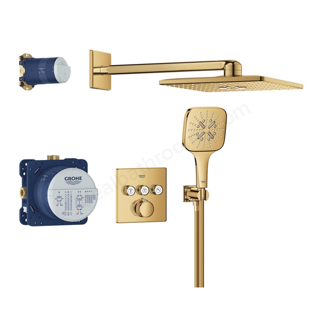 Grohe Grotherm Smart Control Square Concealed 3 Function Shower System 310 Cool Sunrise