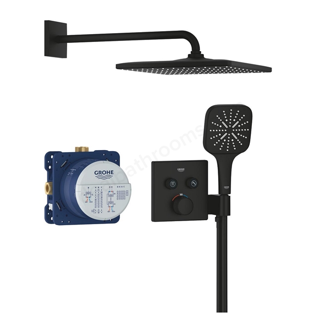 Grohe Grotherm Smart Control Square Concealed 3 Function Shower System 310 Phantom Black