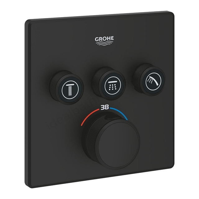 Grohe Grohtherm Square SmartControl Thermostat for concealed installation with 3 valves Phantom Black