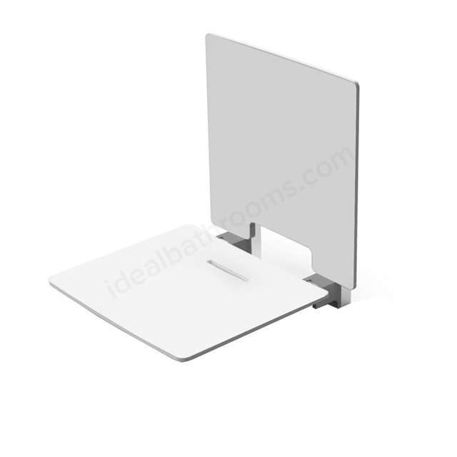 Fitzroy of London Contemporary Shower Seat w/ Slimline Back Rest - White
