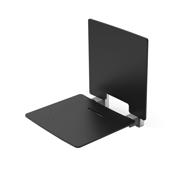 Fitzroy of London Contemporary Shower Seat w/ Slimline Back Rest - Black