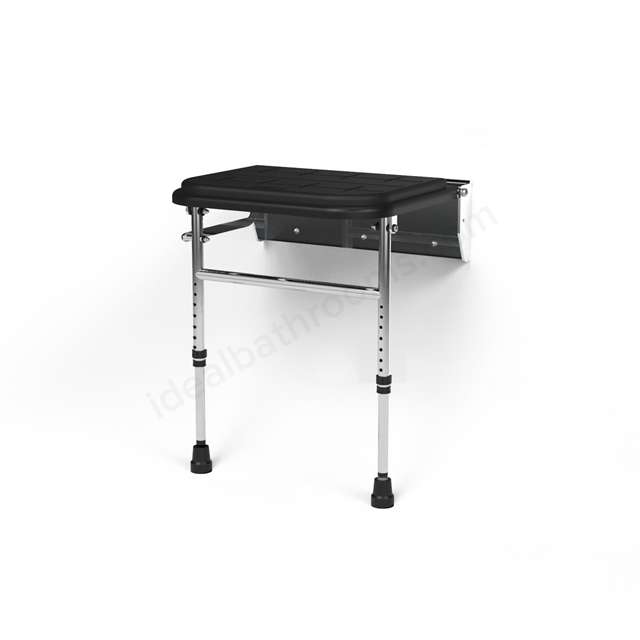 Fitzroy of London Premium Shower Seat w/ Legs - Polished & Black Padding