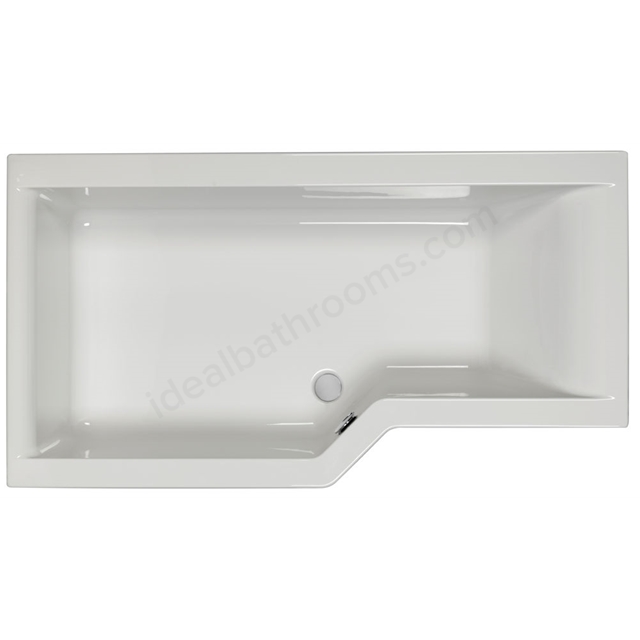 Carron Edge 1575mm Left Handed Carronite Shower Bath - White