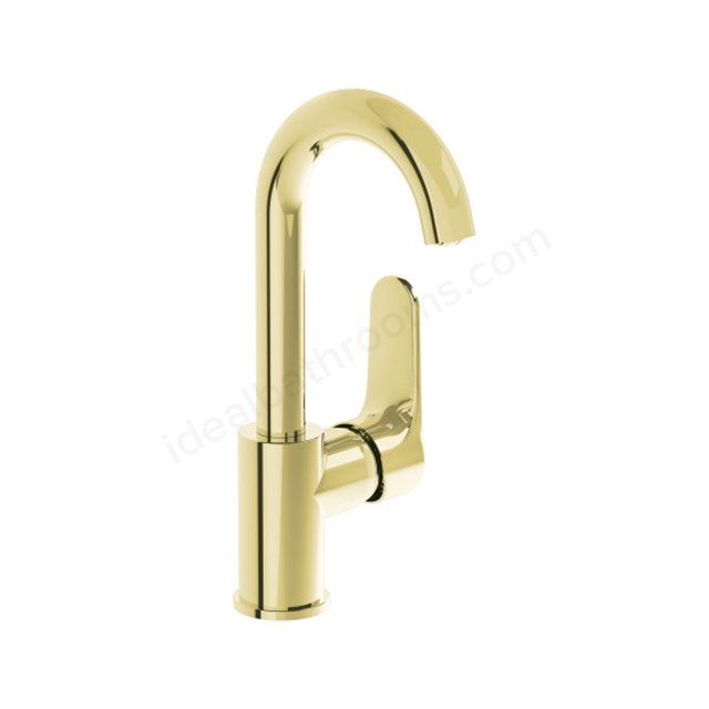 VitrA Root Round Basin Mixer Soft Gold Basin Mixer , With Swivel Spout