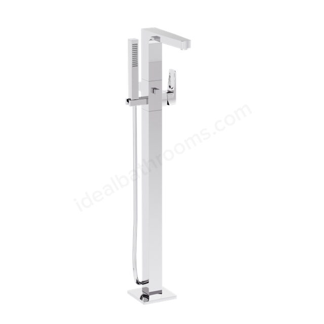 VitrA Root Square Bath Mixer Chrome,  Floor-standing bath mixer with hand shower, square