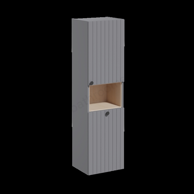 VitrA Root Groove Matt Grey Tall Unit with Laundry Basket - 40cm Right-hand hinged