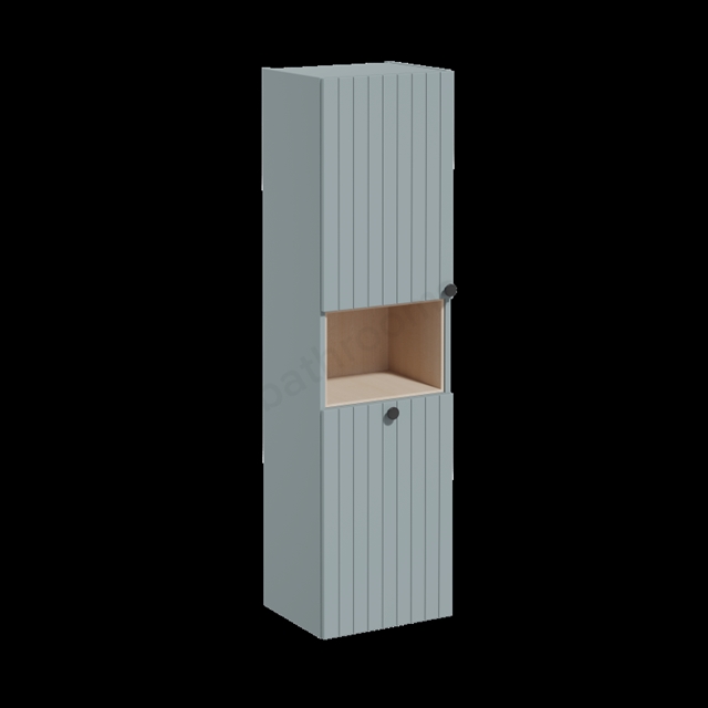 VitrA Root Groove Short Matt Fijord Green Tall Unit with Laundry Basket - 40cm Left-hand hinged