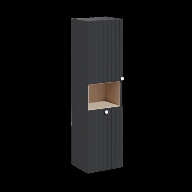 VitrA Root Groove Short Matt Graphite Tall Unit with Laundry Basket - 40cm Left-hand hinged