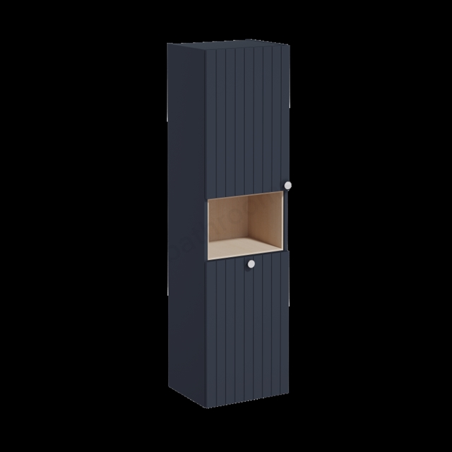 VitrA Root Groove Short Matt Dark Blue Tall Unit with Laundry Basket - 40cm Left-hand hinged