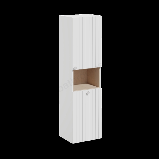 VitrA Root Groove Short Matt Light Grey Tall Unit with Laundry Basket - 40cm Right-hand hinged
