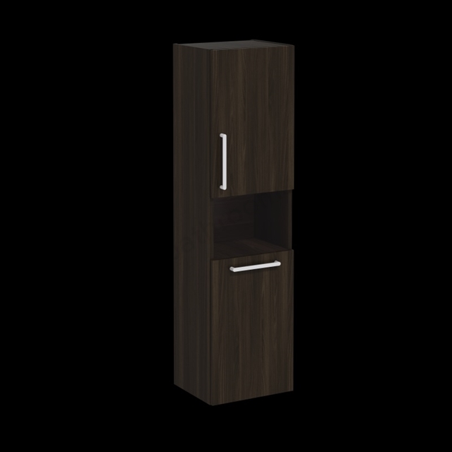 VitrA Root Flat Tall Unit Walnut, with laundy basket, Right