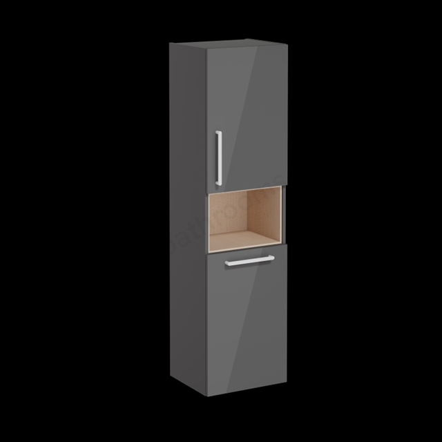 VitrA Root Flat Tall Unit Anthracite High Gloss, with laundy basket, Right