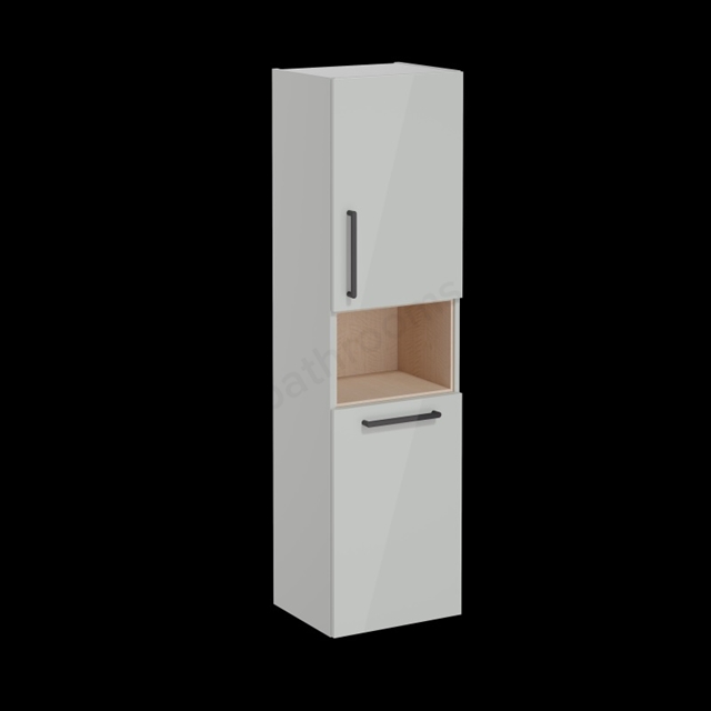 VitrA Root Flat, Tall unit, 40 cm, short Pearl Grey High Gloss, with laundy basket, Right