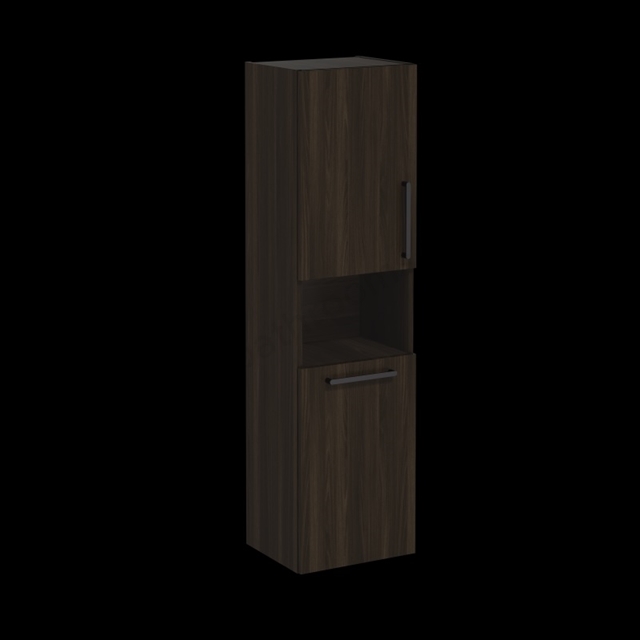 VitrA Root Flat Tall Unit Walnut, with laundy basket, Left