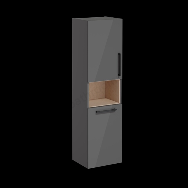 VitrA Root Flat Tall Unit Anthracite High Gloss, with laundy basket, Left