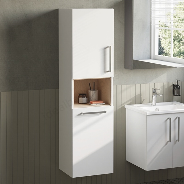 VitrA Root Flat Tall Unit White High Gloss, with laundy basket, Left
