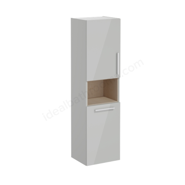 VitrA Root Flat Tall Unit Pearl Grey High Gloss, with laundy basket, Left