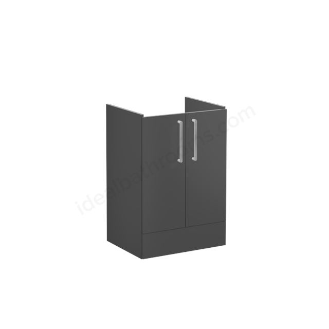 VitrA Root Flat, Vanity unit, 60 cm,w/doors, floor standing Matt Storm Grey, without washbasin