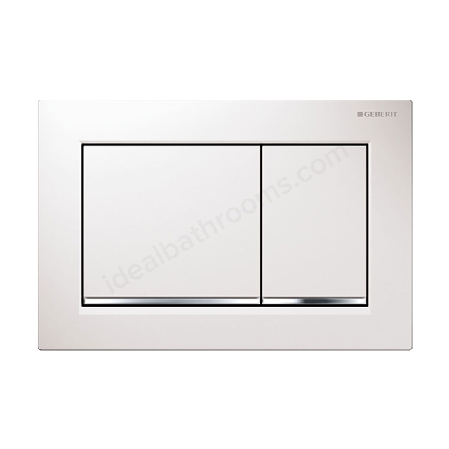 Geberit OMEGA30 Dual Flush Plate for 120mm Omega Cistern; White/Gloss Chrome