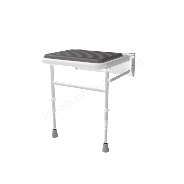 Fitzroy Of London Wall Mounted Shower Seat w/ Legs, Padded - Grey