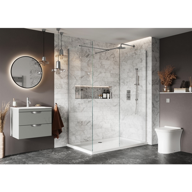 Scudo 2000 x 275mm Flipper Shower Panel - Brushed Nickel