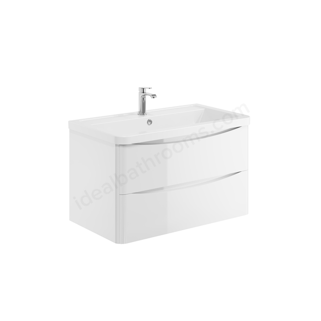Scudo Bella 800mm x 450mm Wall Mounted Vanity Unit - Gloss White