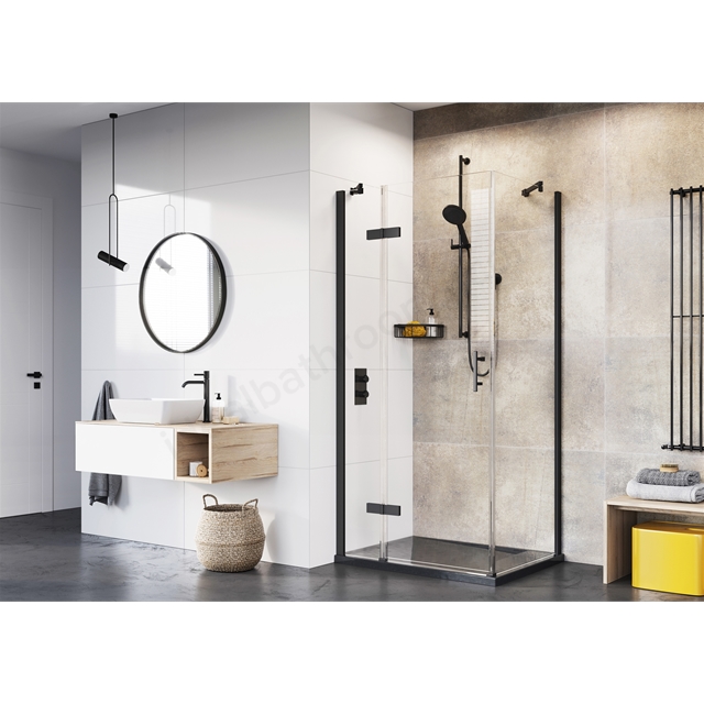 Roman Innov8 Hinged Door for Hinged Inline Corner Enclosure - Black