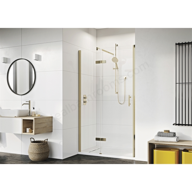 Roman Innov8 Hinged Door for Inline Alcove Fitting - Brushed Brass