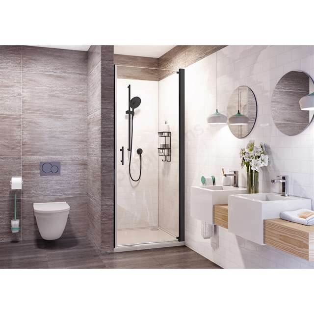 Roman Innov8 Pivot Door Alcove - 760mm - Black