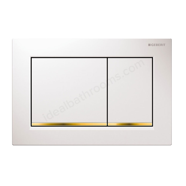 Geberit OMEGA30 Dual Flush Plate for 120mm Omega Cistern; White/Gold Plated