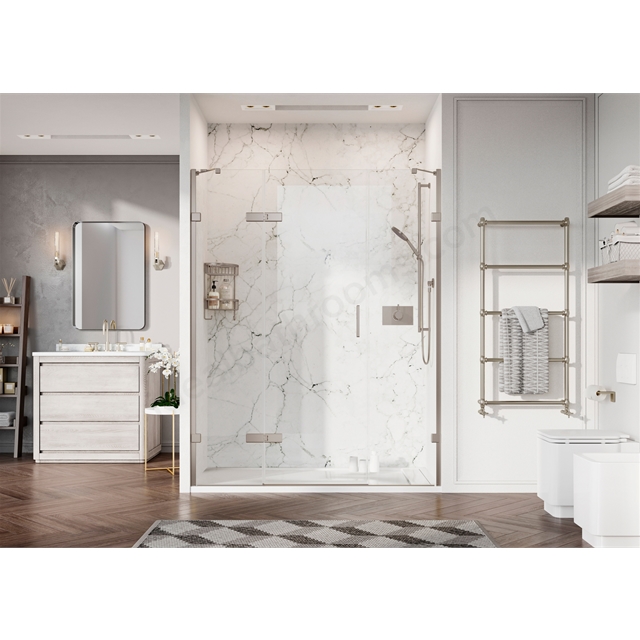 Roman Liberty Hinged Door for 2 inlines alcove - Polished Nickel