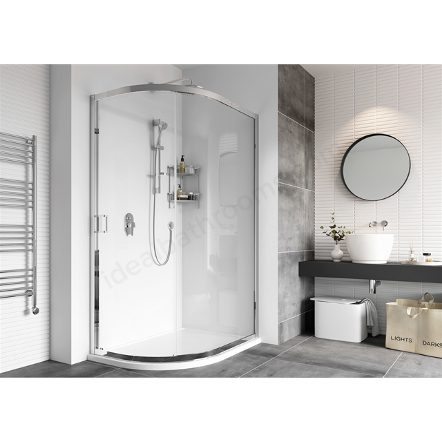 Roman Haven8 1 Door Offset Quad 800 x 1000mm - Chrome