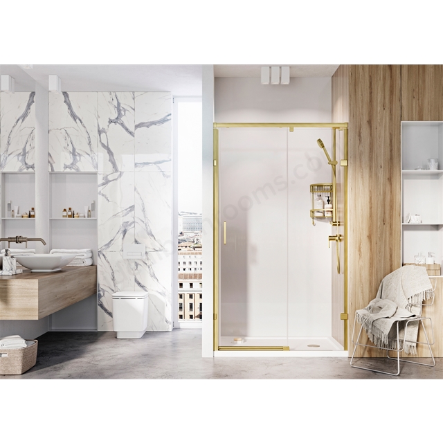 Roman Liberty 8 1200 One Door Slider Alcove - Right Hand - Brushed Brass