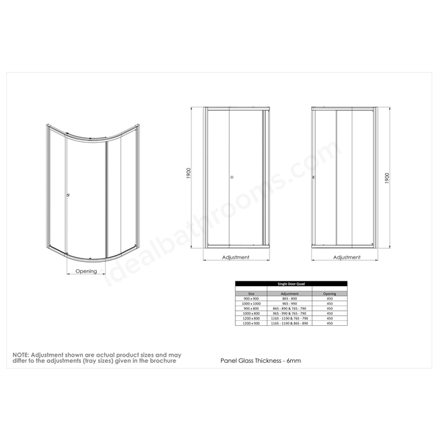 Roman Haven6 Single Door Quad 1000 x 800 - Brushed Bronze