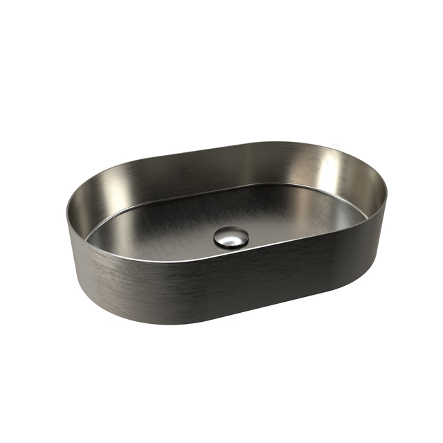 RAK Ceramics Ingot 550 x 350mm Oval Wash Basin - Brushed Nickel