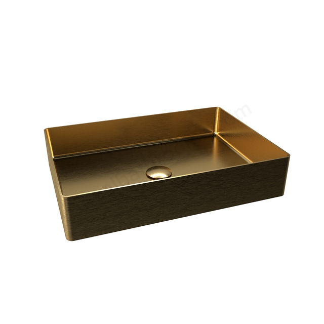 RAK Ceramics Ingot 500 x 350mm Rectangular Wash Basin - Brushed Brass