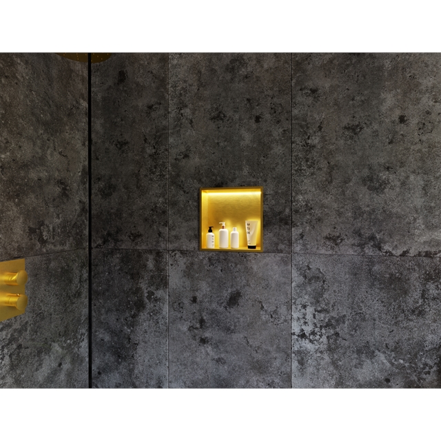 RAK Ceramics Ingot 300 x 300mm Recessed Niche w/ LED - Brushed Gold