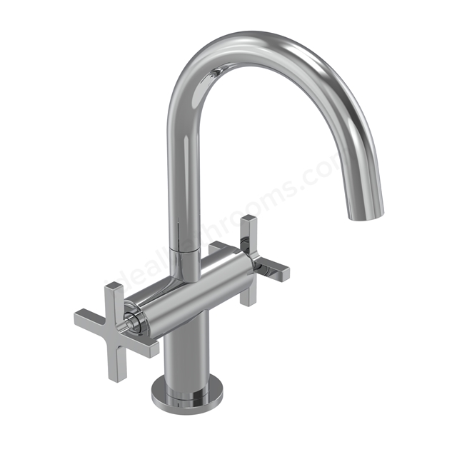 Tavistock Cohort Cross Twin Handle Basin Mixer With Click Waste - Chrome